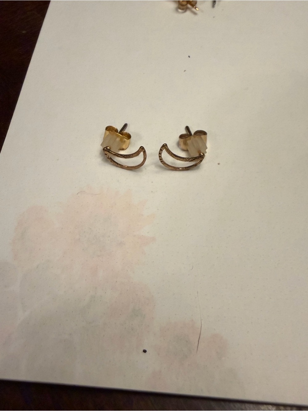 Gold Crescent Stud Earrings